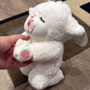White and Pink Stuffed Bunny Toy with Floppy Ears